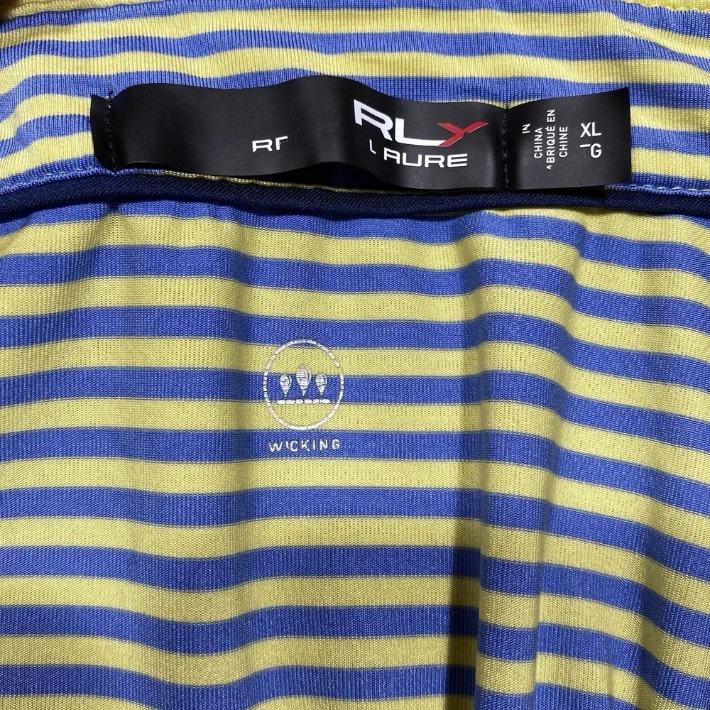 RLX Ralph Lauren Polo Shirt Mens Xl Striped Short Sleeve Performance Golf‎